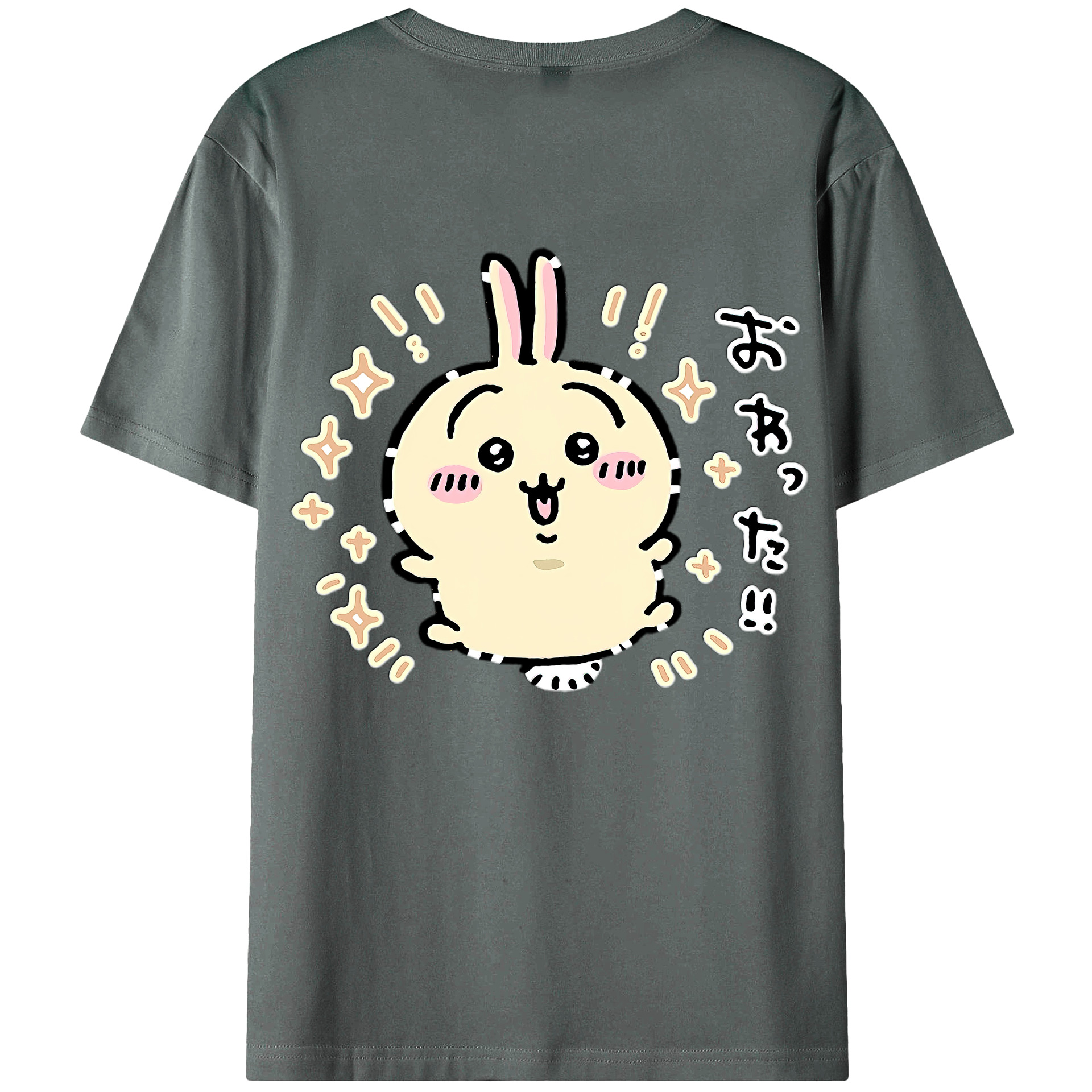 （画像用） ちいかわ うさぎ Chii-kawa usagi 綿100％半袖Tシャツ（背面プリント）